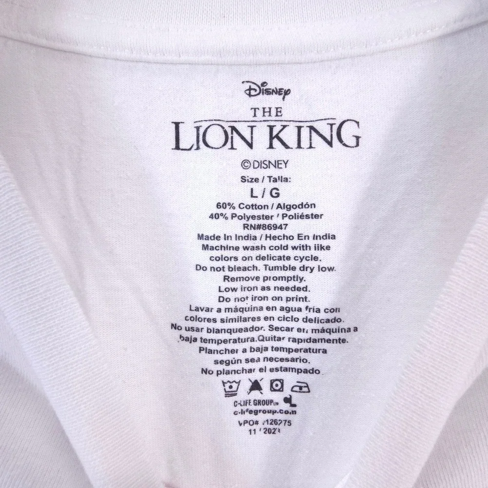 Disney Lion King Mens L White Hakuna Matata Graphic Tee Streetwear Casual Cotton - Picture 4 of 4